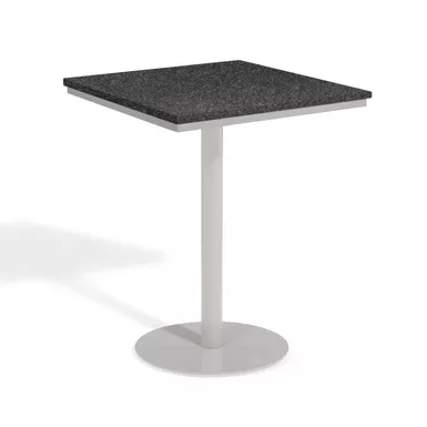 image of Oxford Garden Travira 32-inch Square Lite-Core Granite Charcoal Bar Table with Powder Coated Steel Frame - Black with sku:if9e0r9eydibbr3b3zzkrgstd8mu7mbs-overstock