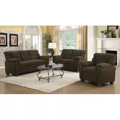 Clemintine Upholstered Chair with Nailhead Trim Brown