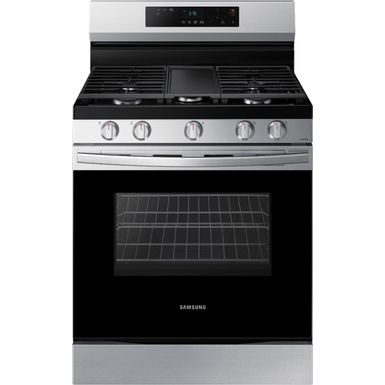 image of Samsung - 6.0 cu. ft. Freestanding Gas Range with WiFi and Integrated Griddle - Stainless steel with sku:bb21695096-6447914-bestbuy-samsung