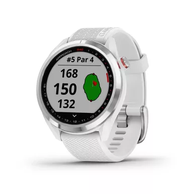 image of Garmin - Approach S42 Golf Smartwatch Polished Silver w/ White Strap with sku:010-02572-11-powersales