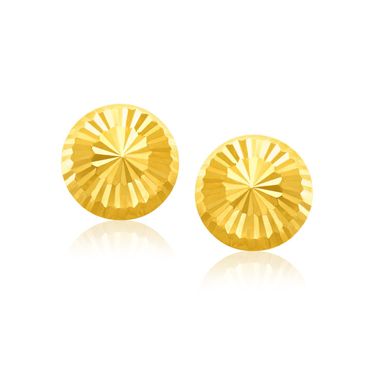 image of 14k Yellow Gold Diamond Cut Flat Design Stud Earrings with sku:33779-rcj
