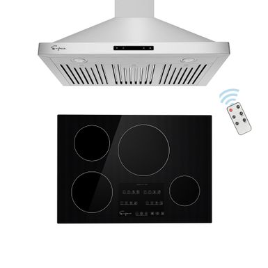 image of 2 Piece Kitchen Appliances Packages Including 30" Induction Cooktop and 36" Wall Mount Range Hood - 30" with sku:isxs36380zy6laq_zljb9qstd8mu7mbs-overstock