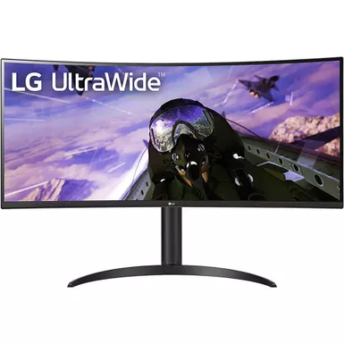 image of LG - 34” LED Curved UltraWide QHD 160Hz FreeSync Premium Monitor with HDR (HDMI, DisplayPort) - Black with sku:bb21962544-bestbuy