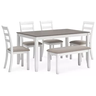 image of Stonehollow Dining Table and Chairs with Bench (Set of 6) with sku:d382-325-ashley