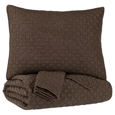 image of Brown Ryter Twin Coverlet Set with sku:q722001t-ashley