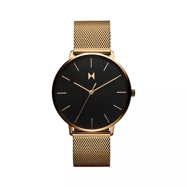 image of MVMT - Mens Legacy Slim Lion Gold Stainless Steel Mesh Watch Black Dial with sku:28000091-d-powersales