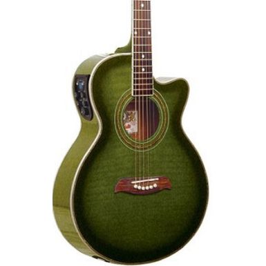 image of Oscar Schmidt OG10CEFTGR Cutaway Acoustic Electric Guitar. Trans Green with sku:osc-og10ceftgra-guitarfactory