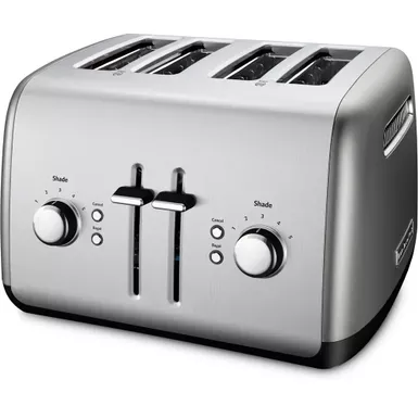 image of KitchenAid 4-Slice Toaster with Illuminated Buttons in Contour Silver with sku:kmt4115cu-almo