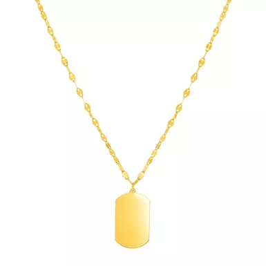 14K Yellow Gold Dog Tag Necklace (18 Inch)