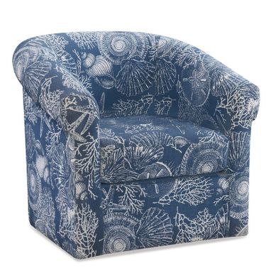 Rent to own Moriarty Nautical Seashell Swivel Chair - Navy/White ...