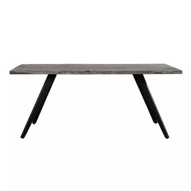 image of Wexford 70 in. Grey Acacia Solid Wood Rectangle Dining Table w/ Black Angled Legs Seats 6 with sku:51215-primo