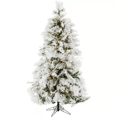 Christmas Time 4.0' Frosted Fir, Snowy Christmas Tree, Warm White LED Lights