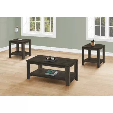 image of Table Set/ 3pcs Set/ Coffee/ End/ Side/ Accent/ Living Room/ Laminate/ Brown/ Transitional with sku:i-7883p-monarch