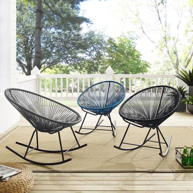 Corvus Sarcelles Modern Wicker Patio Rocking Chairs (Set of 2) - Grey