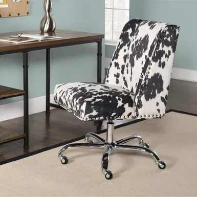 image of Delafield Office Chair Black And White Cow Print with sku:lfxs1407-linon