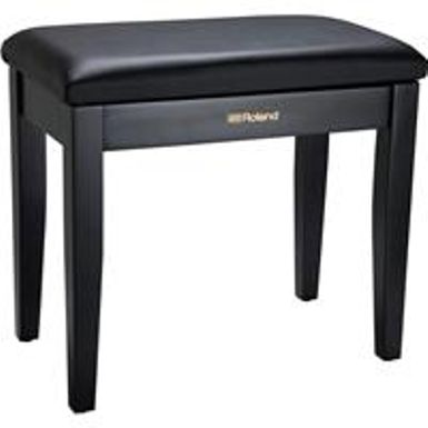 image of Roland Piano Bench with Cushioned Vinyl Seat and Storage Compartment, Satin Black with sku:ropb100bk-adorama