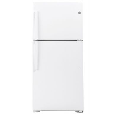 image of GE White 21.9 Cu. Ft. Top Freezer Refrigerator with sku:gts22kgnrwh-gts22kgnrww-abt