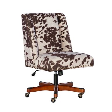 image of Delafield Office Chair Brown and White Cow Print with sku:lfxs1411-linon
