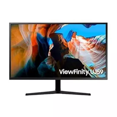 image of Samsung - 32” ViewFinity UJ590 UHD Monitor - Dark Gray/Blue with sku:lu32j590uqnxza-powersales