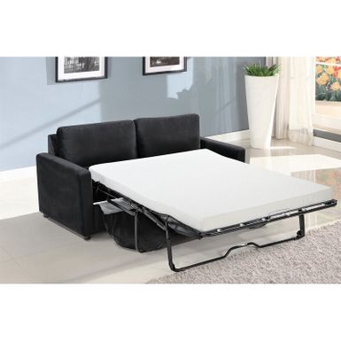 image of Knightsville Velvet 70" Square Arms Sofa Bed - Black with sku:xq3qjlxk6gdt7ka0jqnyqastd8mu7mbs-overstock