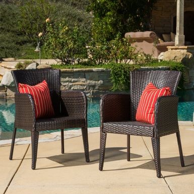 image of Anaya Outdoor Wicker Dining Chair (Set of 2) by Christopher Knight Home - N/A - Brown with sku:cpqycwc-7m3yqw2bzy7mkqstd8mu7mbs-overstock