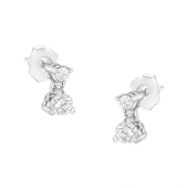 14K White Gold 1/3 ct TDW Double Diamond Stud Earrings (H-I, I1-I2)