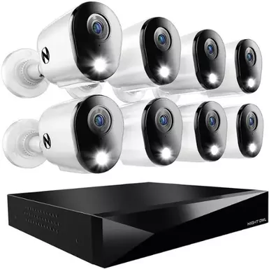 image of Night Owl - 12 Channel 8 Camera Wired 2K 1TB DVR Security System with 2-way Audio - White with sku:bb22124199-bestbuy