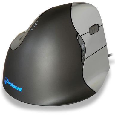 image of Evoluent VerticalMouse 4 Ergonomic Wired Mouse, Large, Silver/Gray with sku:evlvm4-adorama