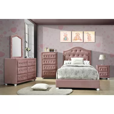 image of ACME Reggie Chest, Pink Fabric with sku:30826-acmefurniture