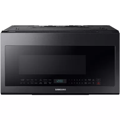 image of Samsung - 2.1 Cu. Ft. Over-the-Range Microwave with Sensor Cook - Black Stainless Steel with sku:me21m706bag-almo
