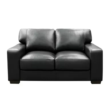image of Bordeaux 65 in. Charcoal Leather Match 2-Seater Loveseat with Large Track Arms with sku:52808-primo