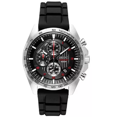 image of Seiko Mens SSB Essentials Series Chronograph Watch - Stainless Steel/Black Dial with sku:ssb325-electronicexpress