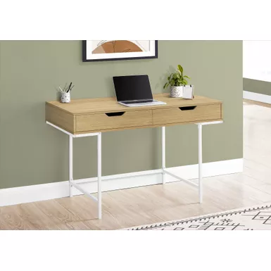 Computer Desk/ Home Office/ Laptop/ Storage Drawers/ 48"L/ Work/ Metal/ Laminate/ Natural/ White/ Contemporary/ Modern