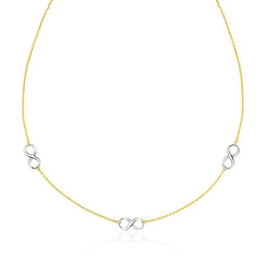 image of 14k Two Tone Gold Chain Necklace with Polished Infinity Stations (18 Inch) with sku:68776-18-rcj