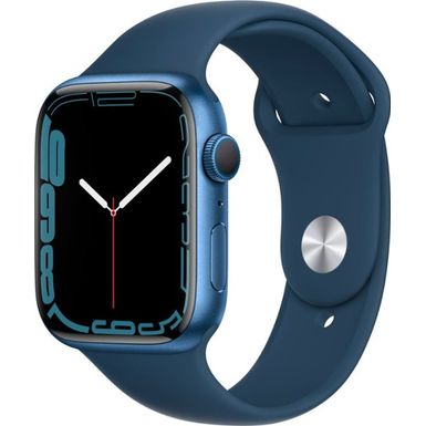 image of Apple Watch Series 7 (GPS) 45mm Blue Aluminum Case with Abyss Blue Sport Band - Blue with sku:bb21031204-6215942-bestbuy-apple