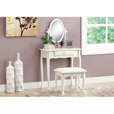 image of Vanity Set/ Set Of 2/ Makeup Table/ Organizer/ Dressing Table/ Bedroom/ Wood/ Laminate/ White/ Traditional with sku:i-3412-monarch