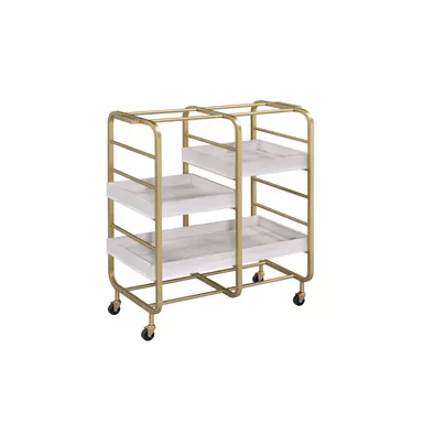 ACME Vorrik Serving Cart, Gold & White-Washed