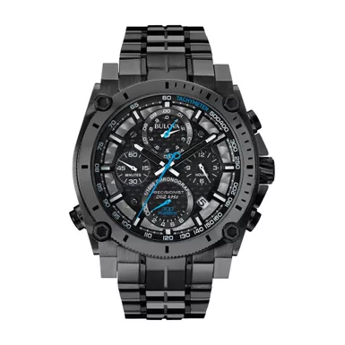 Bulova - Mens Precisionist Black Stainless Steel Watch Black Dial