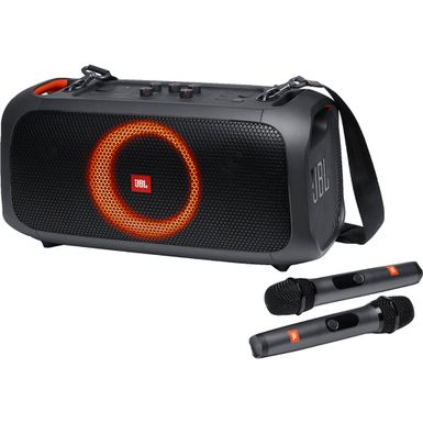 image of Jbl Partybox On-the-go Black Powerful Portable Bluetooth Party Speaker With Dynamic Light Show with sku:jblpartyboxgobam-jblpartyboxgobam-abt