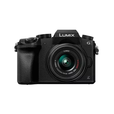 image of Panasonic - LUMIX G7 Mirrorless 4K Photo Digital Camera Body with 14-42mm f3.5-5.6 II Lens - DMC-G7KK - Black with sku:bb19751882-bestbuy