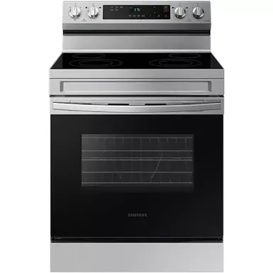 image of Samsung - 6.3 cu. ft. Freestanding Electric Range with WiFi and Steam Clean - Stainless Steel with sku:bb21695094-bestbuy