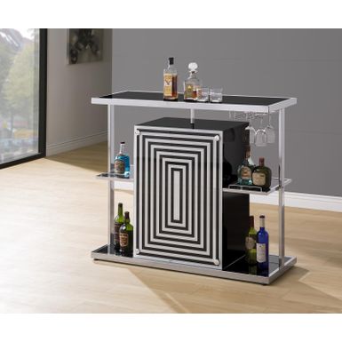 image of 2-tier Bar Unit Glossy Black and White with sku:130076-coaster