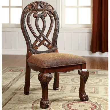 image of Traditional Wood Padded Dining Chairs in Brown/Cherry (Set of 2) with sku:idf-3186ch-sc-foa