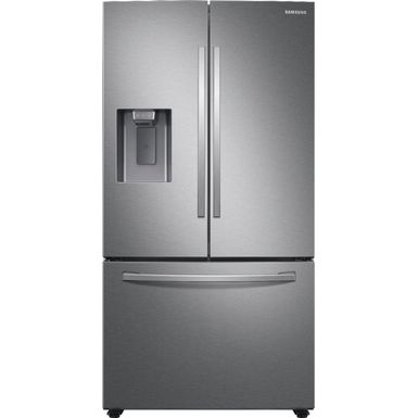 image of Samsung - 27 cu. ft. Large Capacity 3-Door French Door Refrigerator with External Water & Ice Dispenser - Stainless steel with sku:bb21490302-6401612-bestbuy-samsung