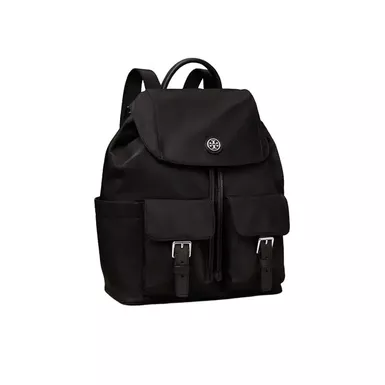 image of Tory Burch Virginia Flap Backpack (Black) with sku:85061|black|o/s-corporatesignature