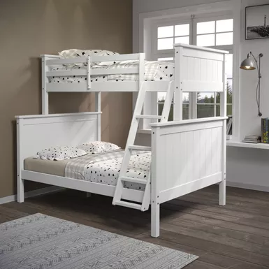 image of Pierlet Twin Over Full Bunk Bed White with sku:lfxs2173-linon