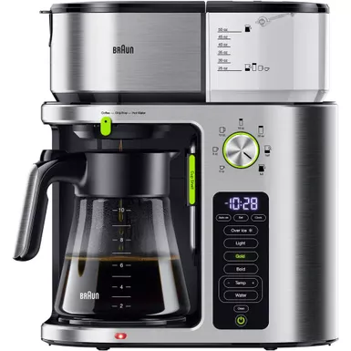 image of Braun - MultiServe 10-Cup SCA Certified Coffee Maker with Internal Water Spout and Glass Carafe in Stainless Steel with sku:kf9170si-almo
