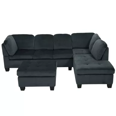 image of Canterbury Fabric 3-piece Sectional Set by Christopher Knight Home - Charcoal with sku:foicxr45j8tzzo9vgv5rhwstd8mu7mbs-overstock