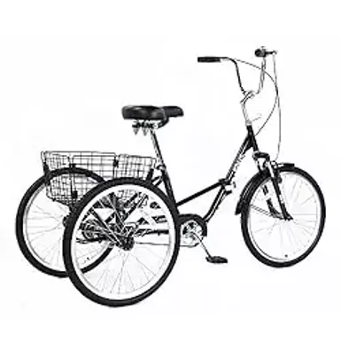 image of KOZYSFLER Ultimate Convenience Unleashed: Folding Adult Tricycle with Easy Step-Through, Bonus Installation Tools, and Spacious Basket - Ideal for Men and Women On-The-Go, Black with sku:b0cx91jhfv-amazon