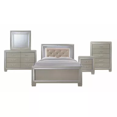 image of Silver Orchid Odette Glamour Youth Full Platform 5-piece Bedroom Set - Full - Champagne with sku:wngcothvjwz2twxbrhfzfqstd8mu7mbs-overstock